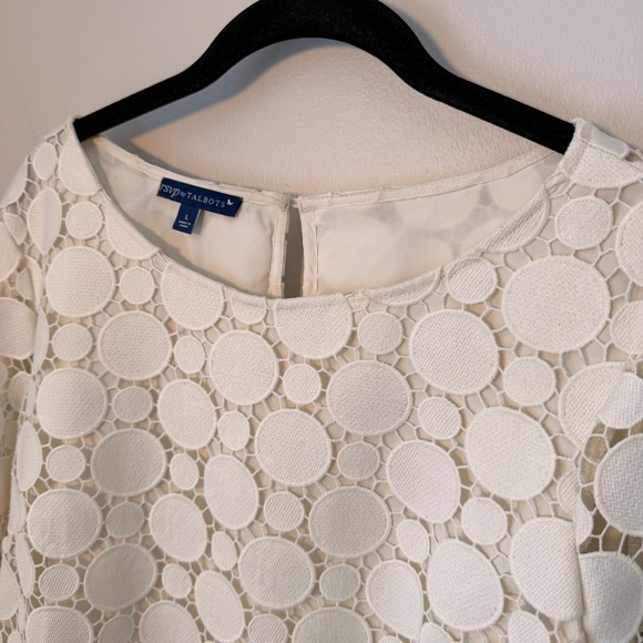 RSVP by Talbots Corded Lace Blouse Cream Fully Lined Classic Elegance EUC Large - Picture 3 of 11
